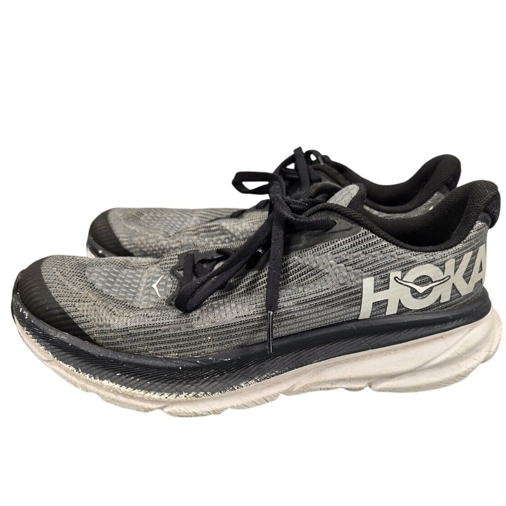 Hoka One One Clifton Men Size 5MD‎ Black Gray Athletic Running Shoes Sneakers